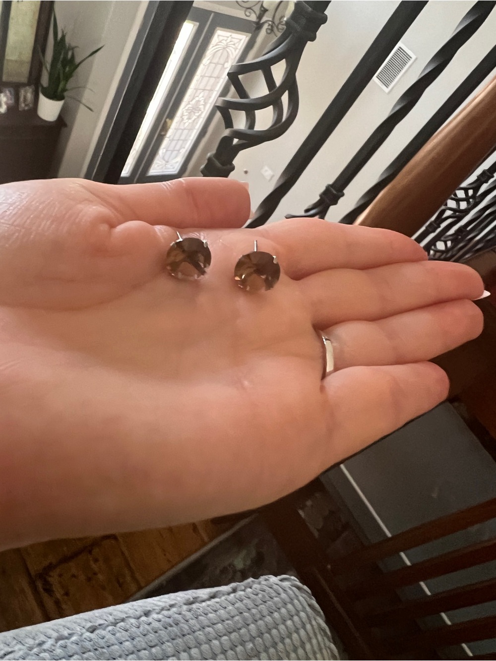 Smoky Crystal Round Stud Earrings - Women Jewelry